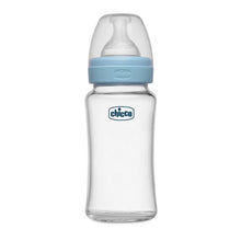 Load image into Gallery viewer, Blue Well-Being Glass Feeding Bottle - 240ml

