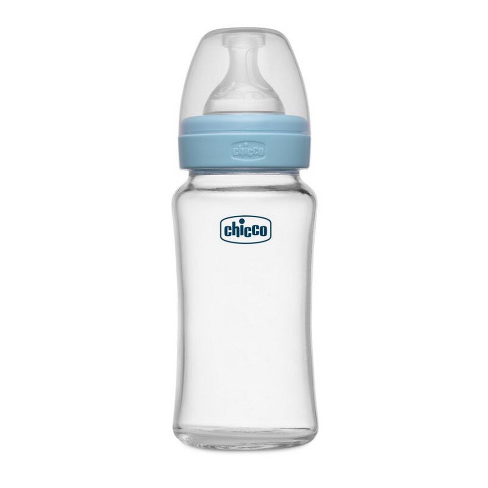 Blue Well-Being Glass Feeding Bottle - 240ml