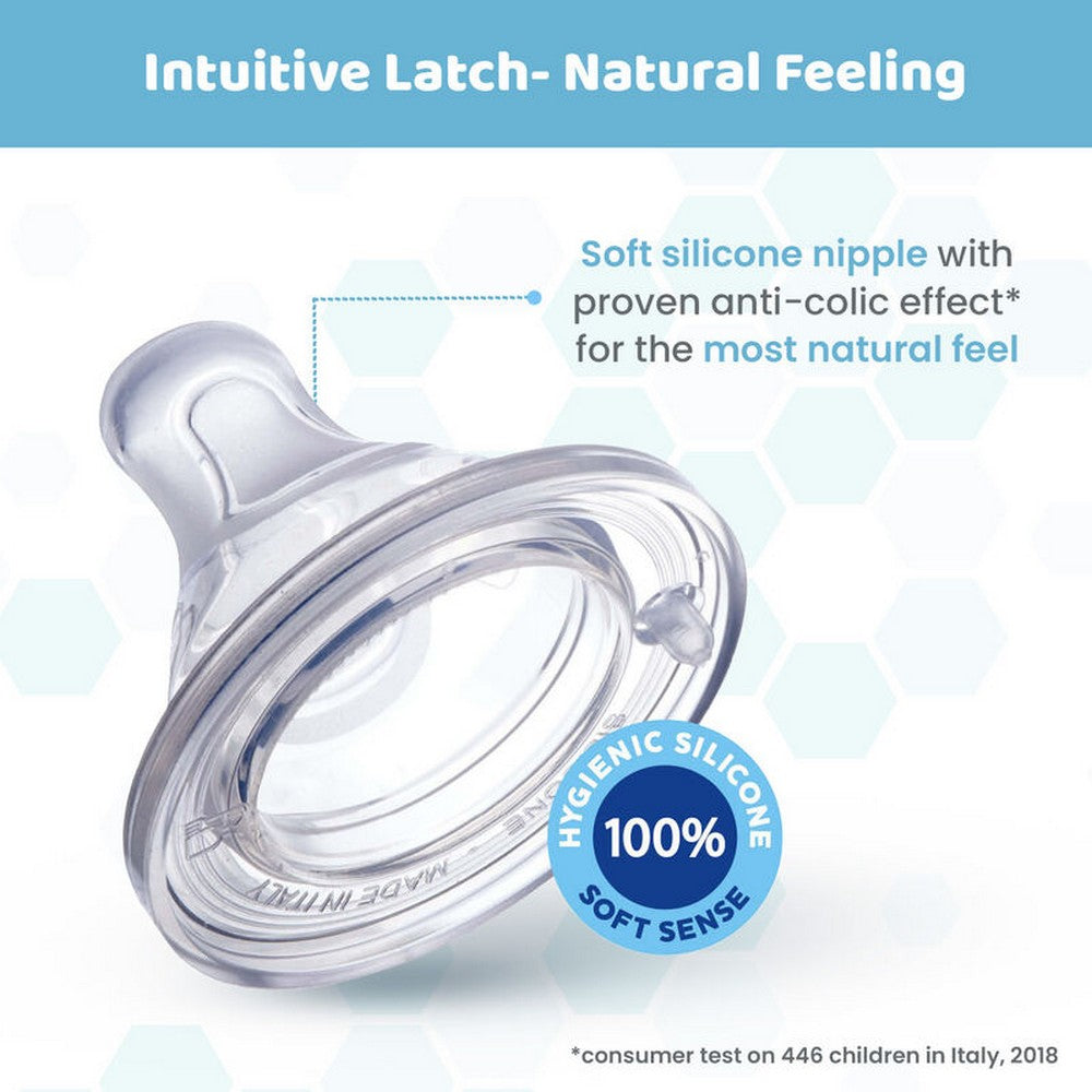 Blue Well-Being Glass Feeding Bottle - 120ml