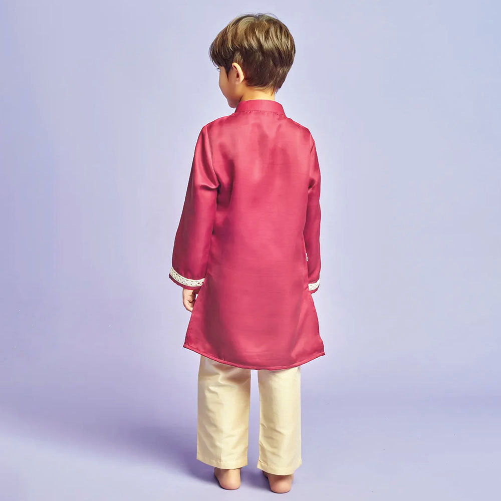 Maroon Embellished Kurta With Pajama