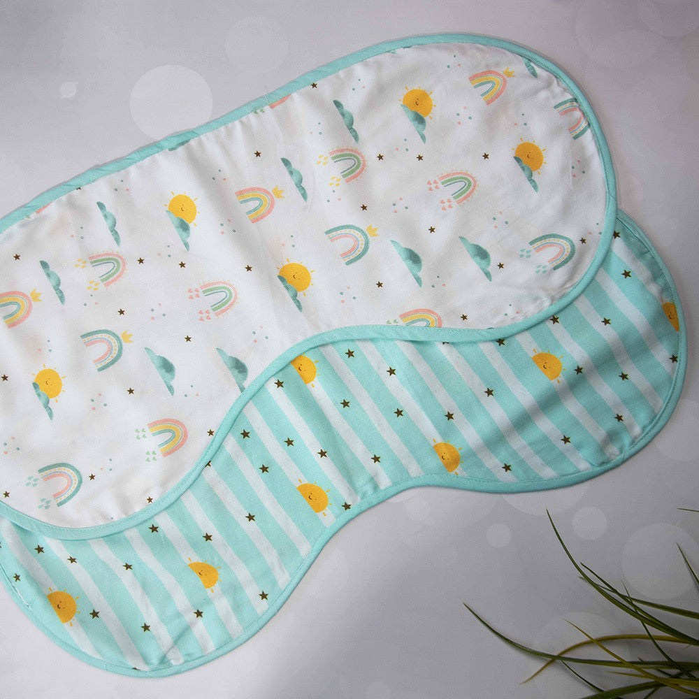 Sea Green Horizon Organic Burp Cloths- Set Of 2