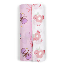 Load image into Gallery viewer, Butterfly &amp; Floral Theme Muslin Swaddle - Pack Of 2
