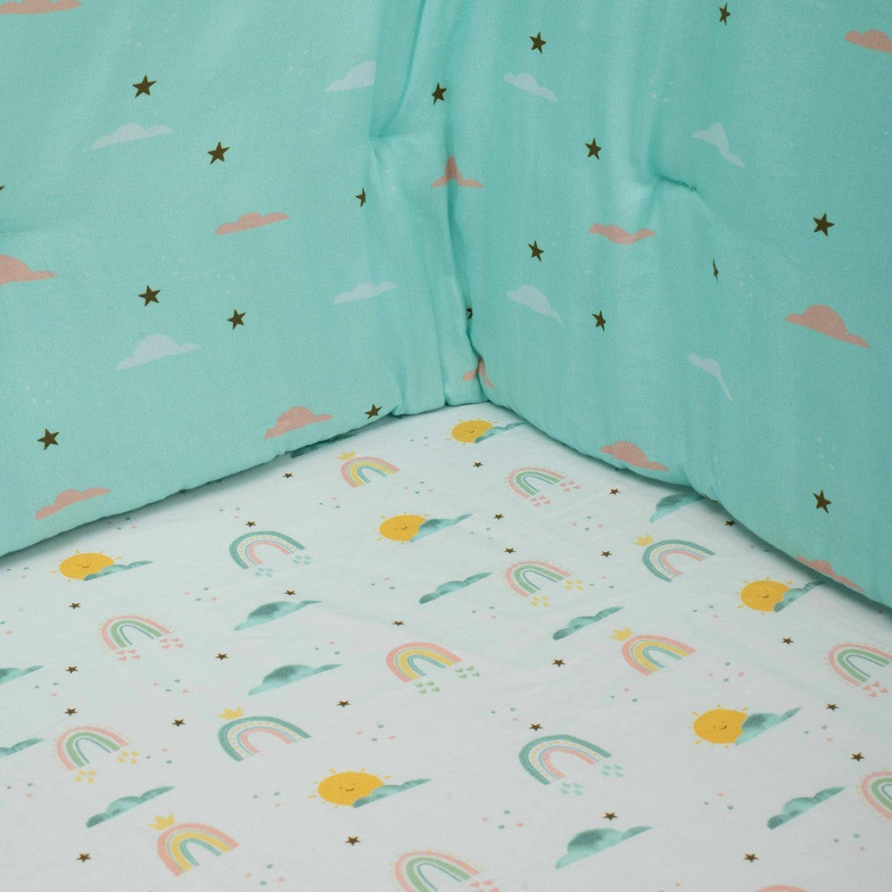 Colorful Rainbow Theme Organic Fitted Cot Sheet