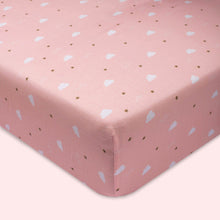 Load image into Gallery viewer, Pink Clouds Theme Organic Fitted Cot Sheet
