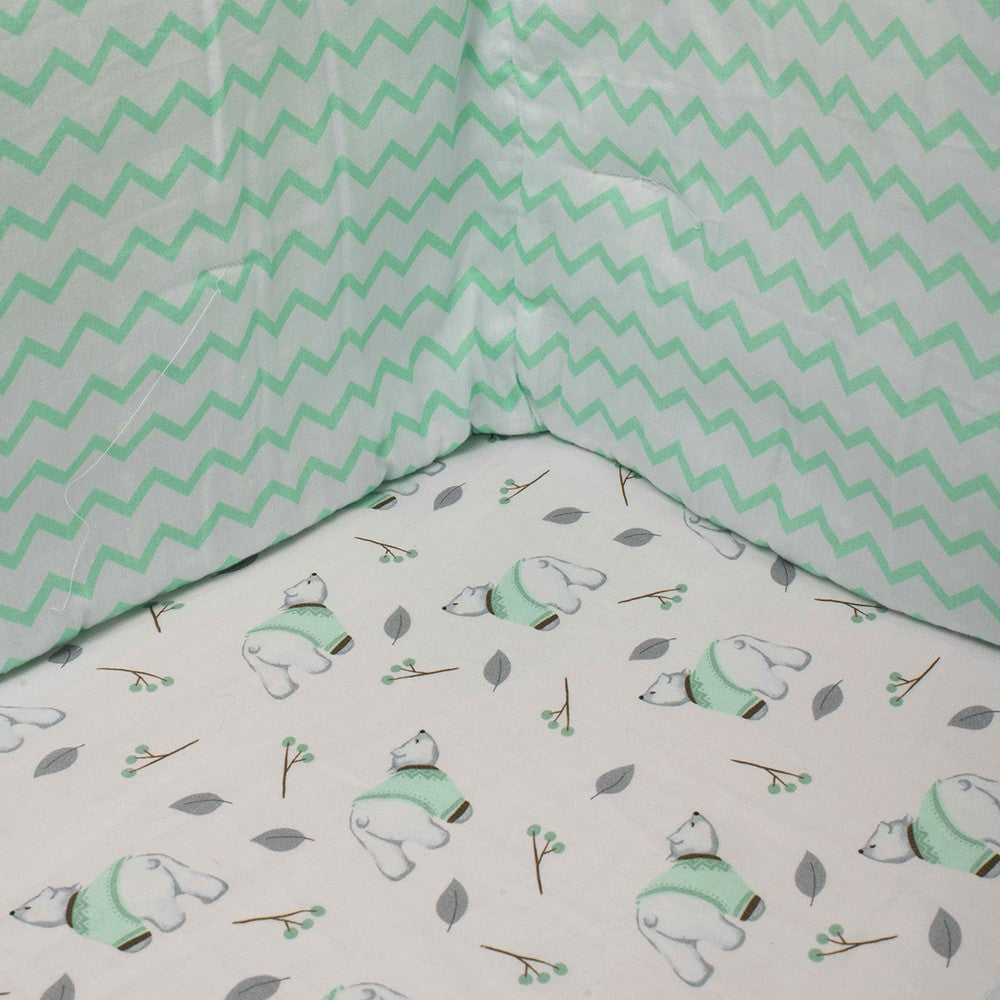 Green Polar Bear Organic Fitted Cot Sheet