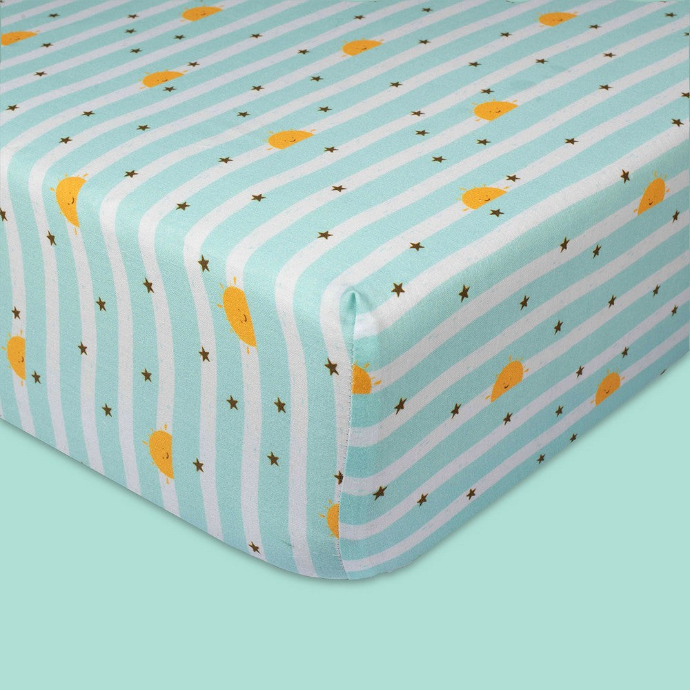 Sky Lines Theme Organic Fitted Cot Sheet