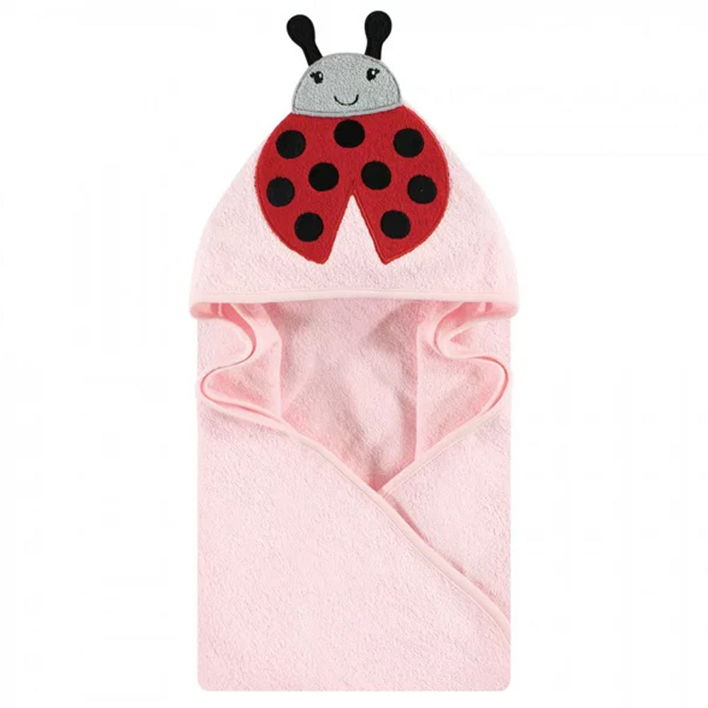 Pink Ladybug Embroidered Hooded Towels