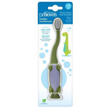 Load image into Gallery viewer, Dr Brown Green Dinosaur Toddler Toothbrush
