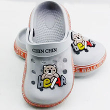 Load image into Gallery viewer, Clogs With Bear Charms- Light &amp; Dark Grey
