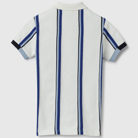 Blue Striped Regular Fit Polo T-Shirt