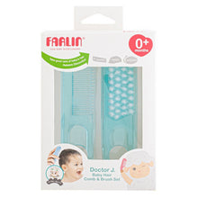 Load image into Gallery viewer, Blue Baby Hair Comb And Brush Set With Soft Bristles And Rounded Tips
