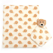 Load image into Gallery viewer, Off White Lion Printed Blanket With Security Towel
