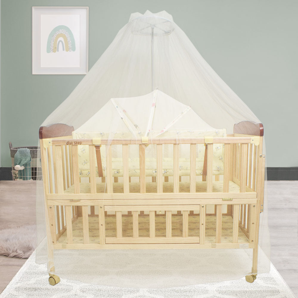 Wooden Cot With Cradle & Mosquito Net