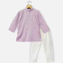 Load image into Gallery viewer, Purple Star Printed Kurta With Beige Pajama
