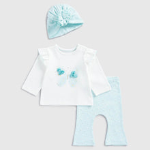 Load image into Gallery viewer, White Butterfly Cotton Tee With Floral Legging &amp; Hat
