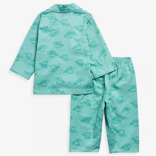 Load image into Gallery viewer, Green Dinosaur Printed Long Sleeves Cotton Night Suit
