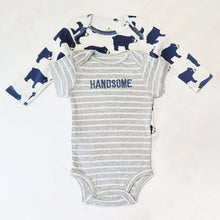 Load image into Gallery viewer, Grey Striped Theme Baby Clothing Set- 3 Pieces
