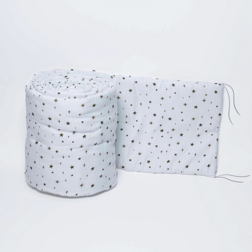 Grey Shining Stars Organic Cotton Cot Bumper