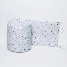 Load image into Gallery viewer, Grey Shining Stars Organic Cotton Cot Bumper
