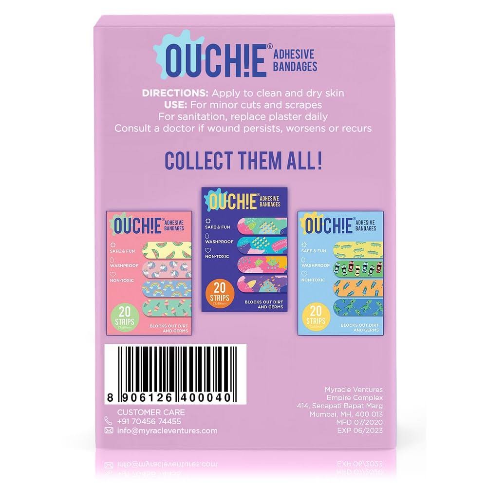 Ouchie Adhesive Non-Toxic Printed Bandages- 20 Strips