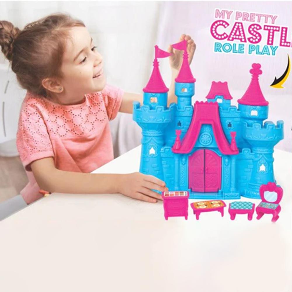 Barbie Castle With Vanity Stool, Dressing Table, Dining Table & Night Stand