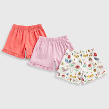 Load image into Gallery viewer, Frilled Hem Cotton Shorts- Pack Of 3
