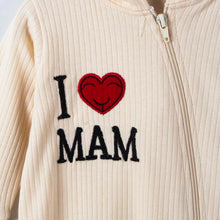 Load image into Gallery viewer, Beige I love Mam Theme Hooded Romper
