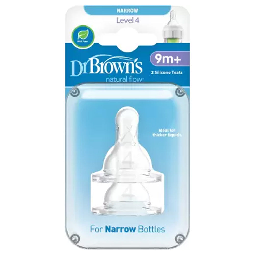 Dr Brown Narrow Level 4 Natural Flow Silicone Teats - (9months+)