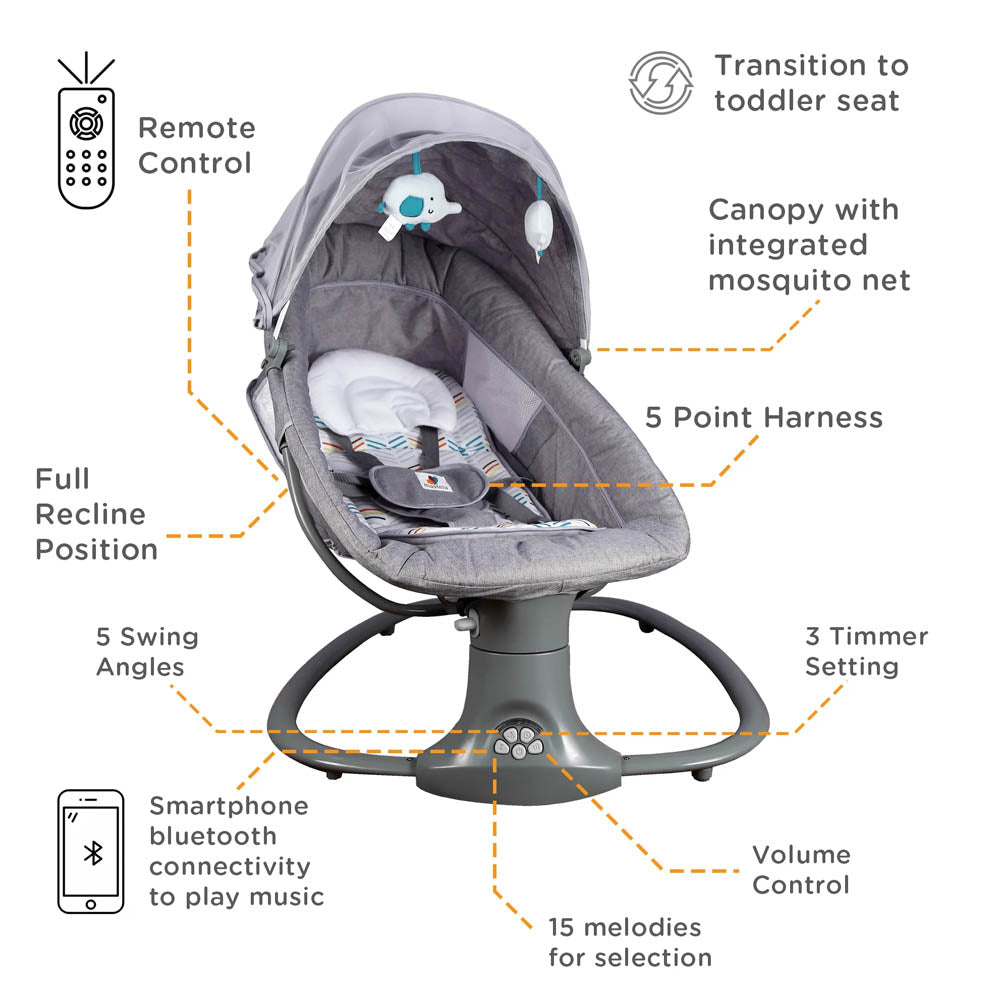 Deluxe Multi-Function Swing - Grey