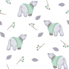 Load image into Gallery viewer, White Polar Bear Theme Full Sleeves Organic Cotton Night Suit
