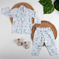 White Polar Bear Theme Full Sleeves Organic Cotton Night Suit