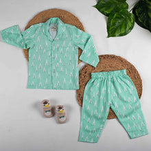 Load image into Gallery viewer, Green Pines Theme Full Sleeves Organic Cotton Night Suit
