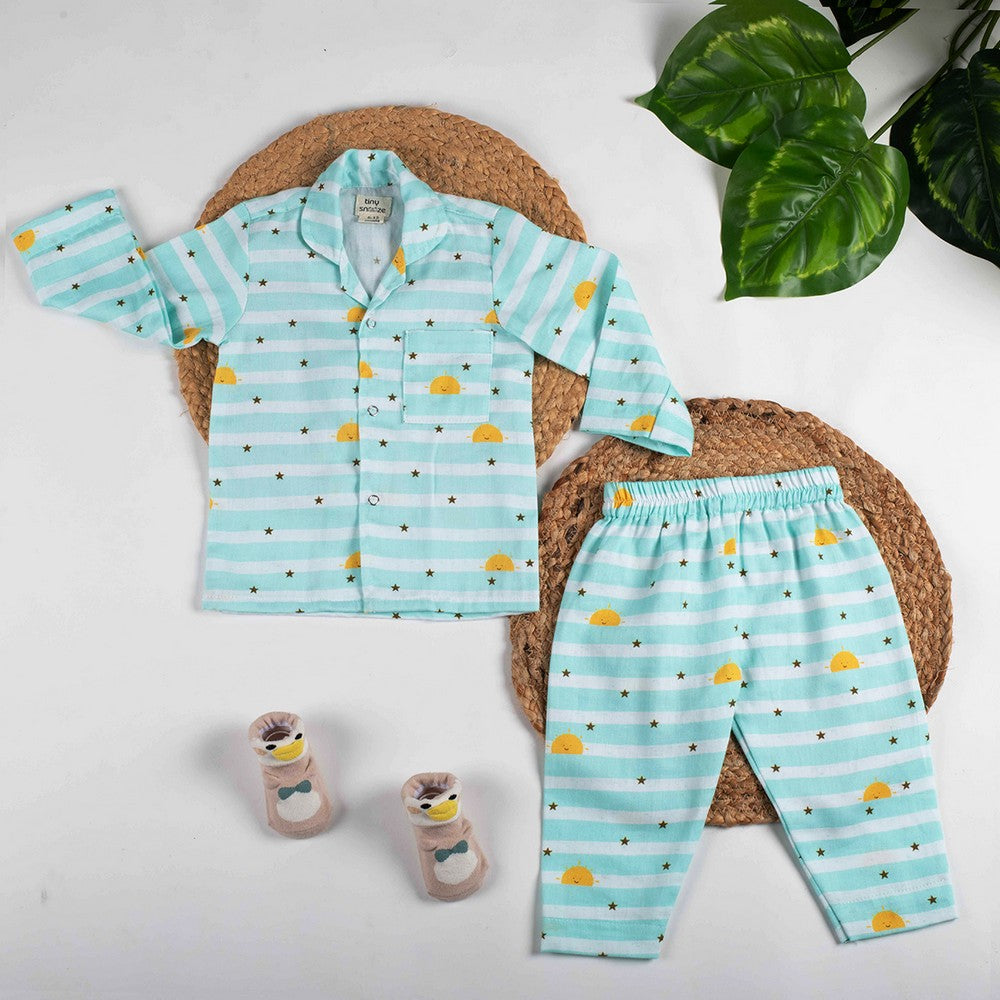 Skylines Theme Full Sleeves Organic Cotton Night Suit