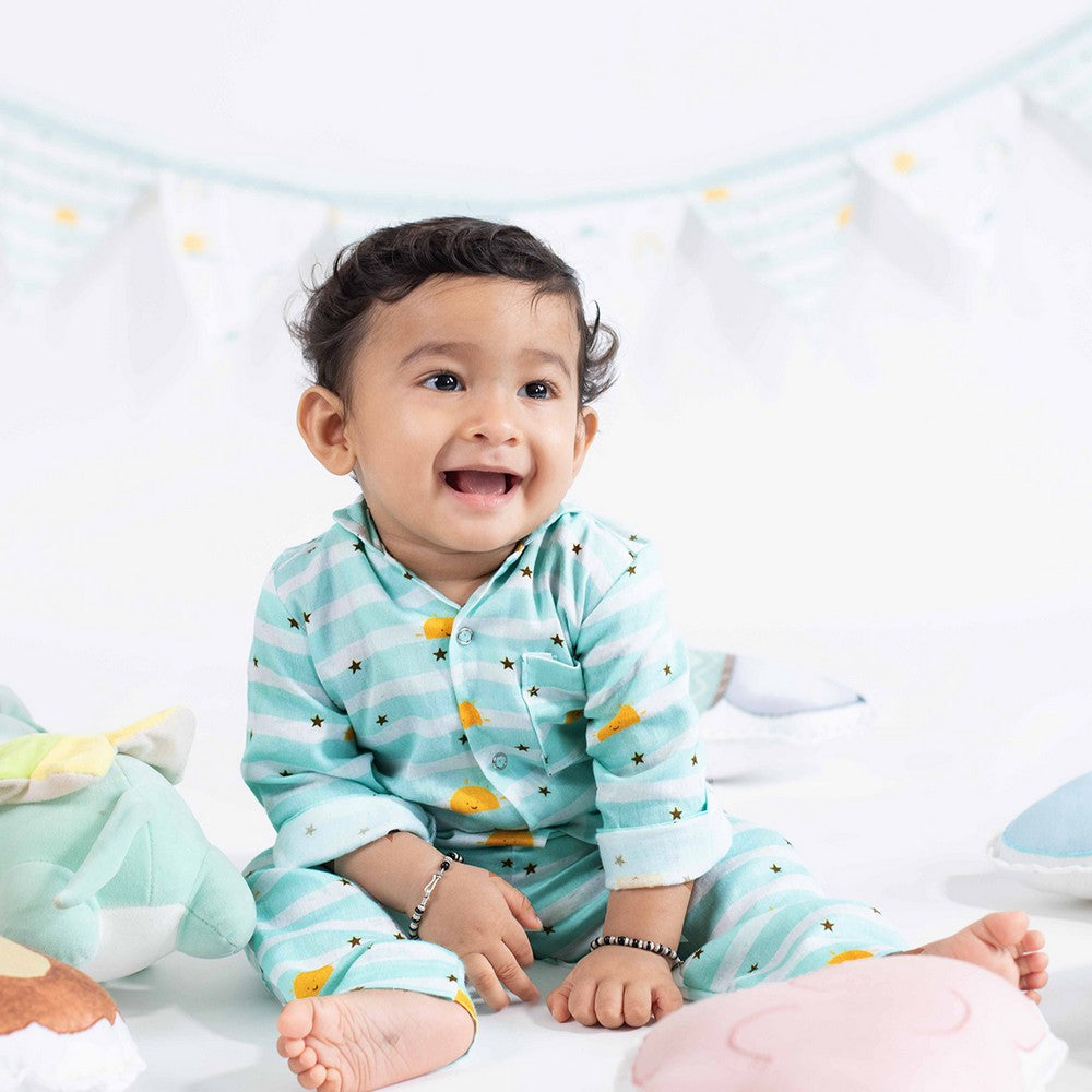 Skylines Theme Full Sleeves Organic Cotton Night Suit