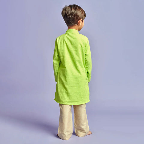 Green Embellished Kurta With Pajama