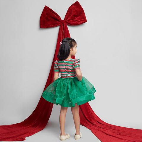 Green Christmas Theme Dress