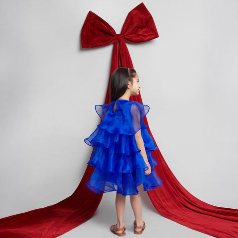 Blue Organza Layered Dress