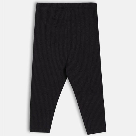 Black Striped Cotton Legging