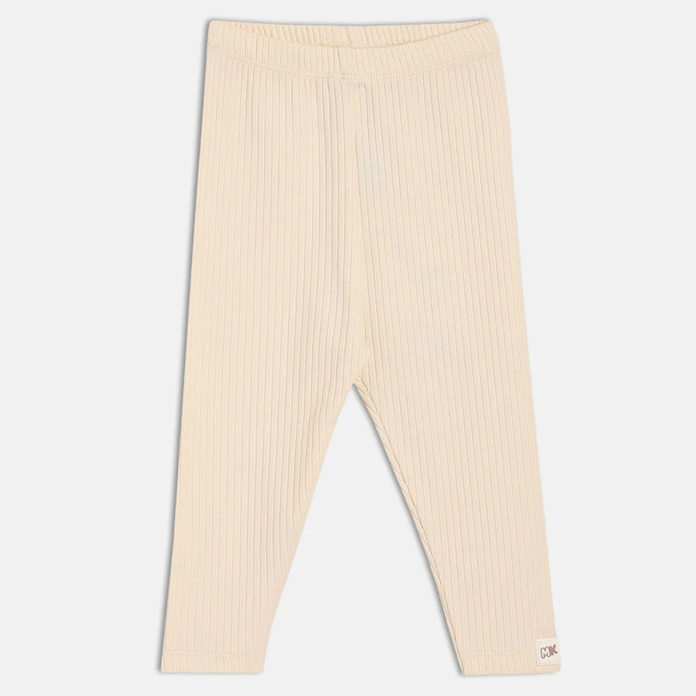 Cream Striped Cotton Legging