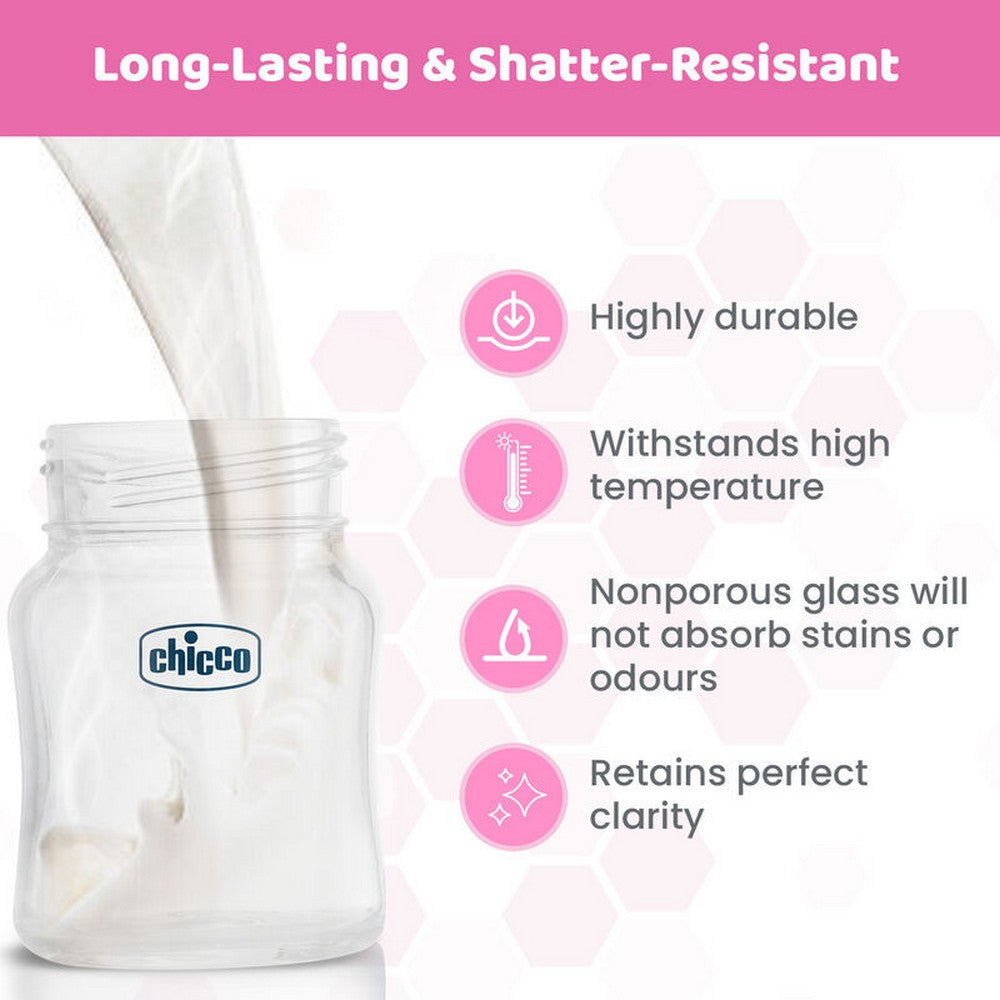 Pink Well-Being Glass Feeding Bottle- 120ml