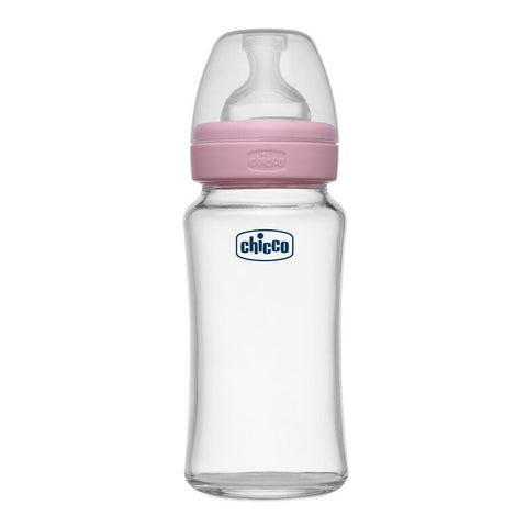 Pink Well-Being Glass Feeding Bottle - 240ml