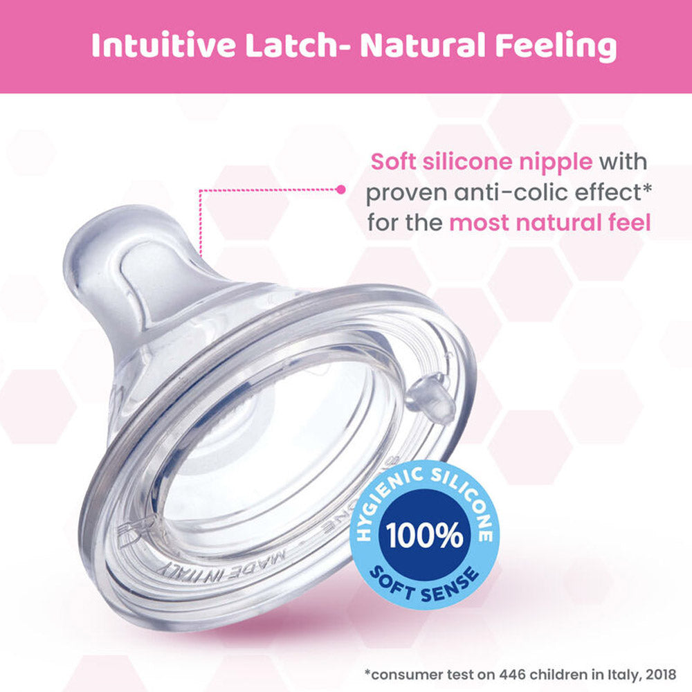 Pink Well-Being Glass Feeding Bottle - 240ml