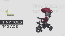 Load and play video in Gallery viewer, Grey Tiny Toes T40 Ace Tricycle With 360 Rotatable Seat, Adjustable Canopy, Parental Control, Front &amp; Rear Baskets
