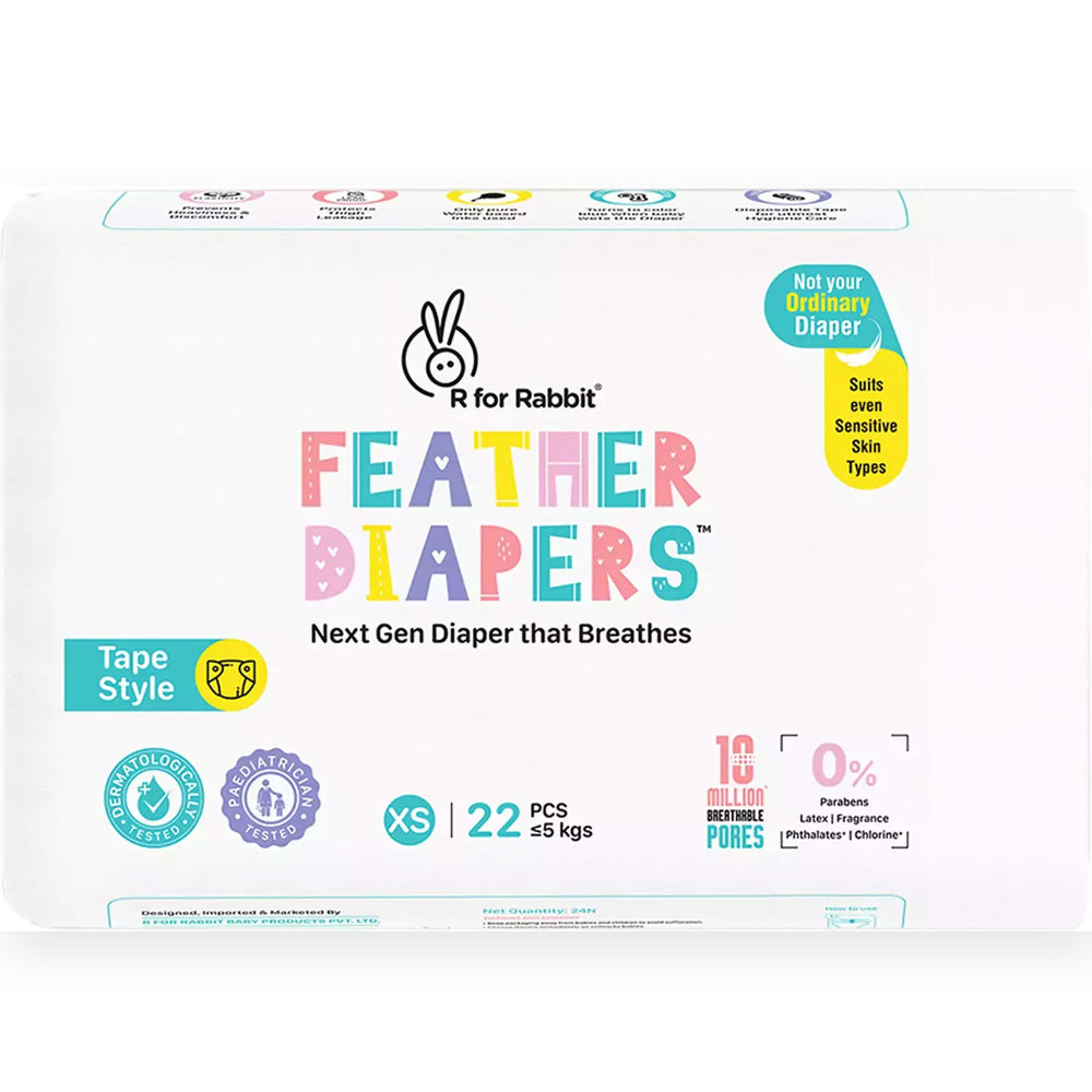 XS Size Feather Baby Diaper - 22 Pieces(Up To 5kg)