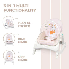 Load image into Gallery viewer, 3 In 1 Rock N Play Rocker- Adjustable Backrest Recline, Detachable Toy Bar, Soothing Music &amp; Vibration
