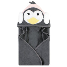 Load image into Gallery viewer, Grey Penguin Embroidered Hooded Towels
