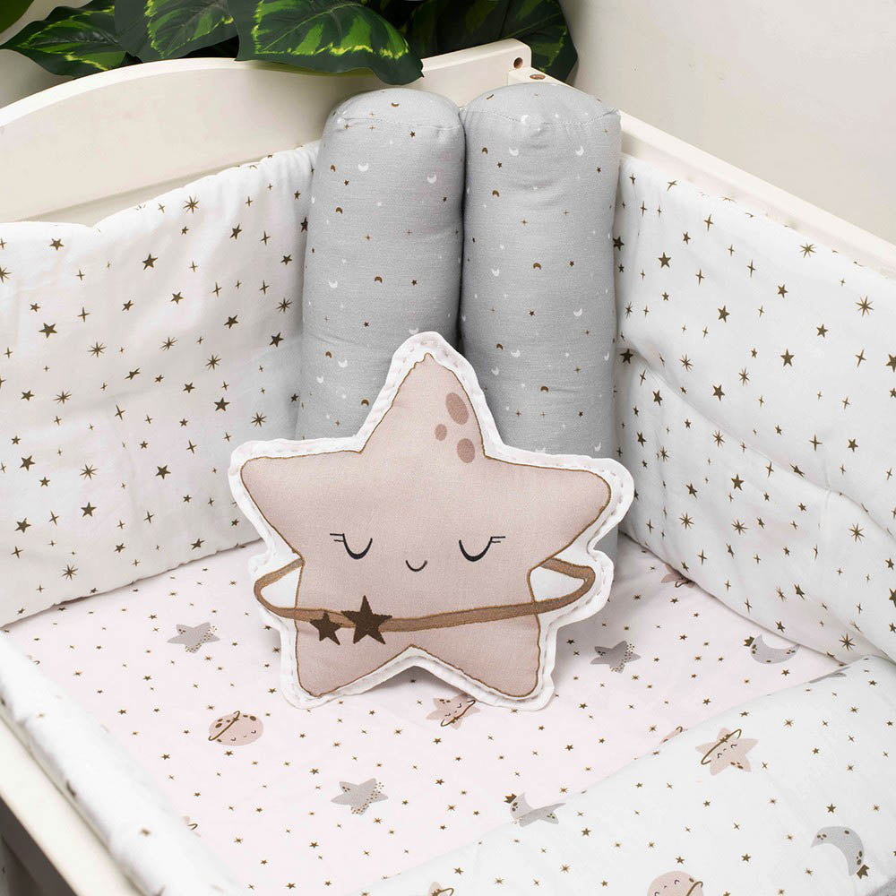 Grey Starry Nights Organic Cotton Cot Bedding Set