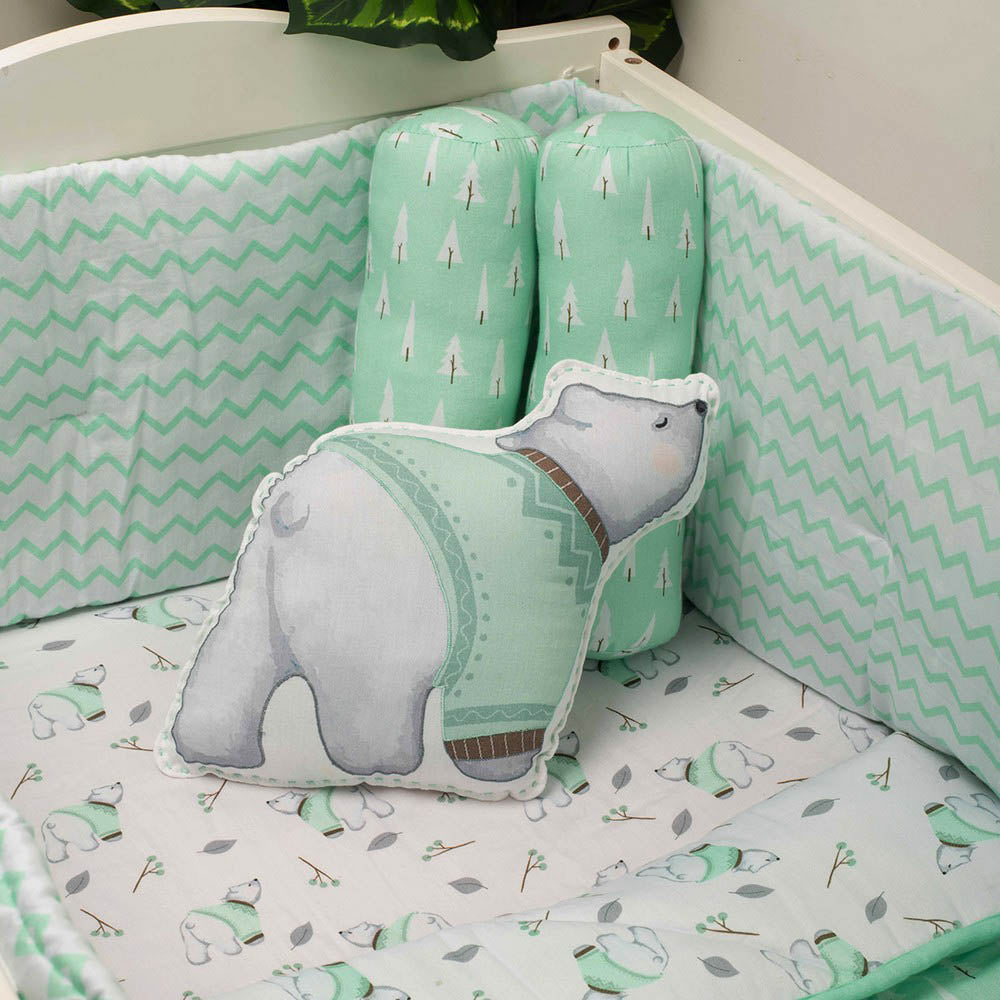 Green Arctic Organic Cotton Cot Bedding Set