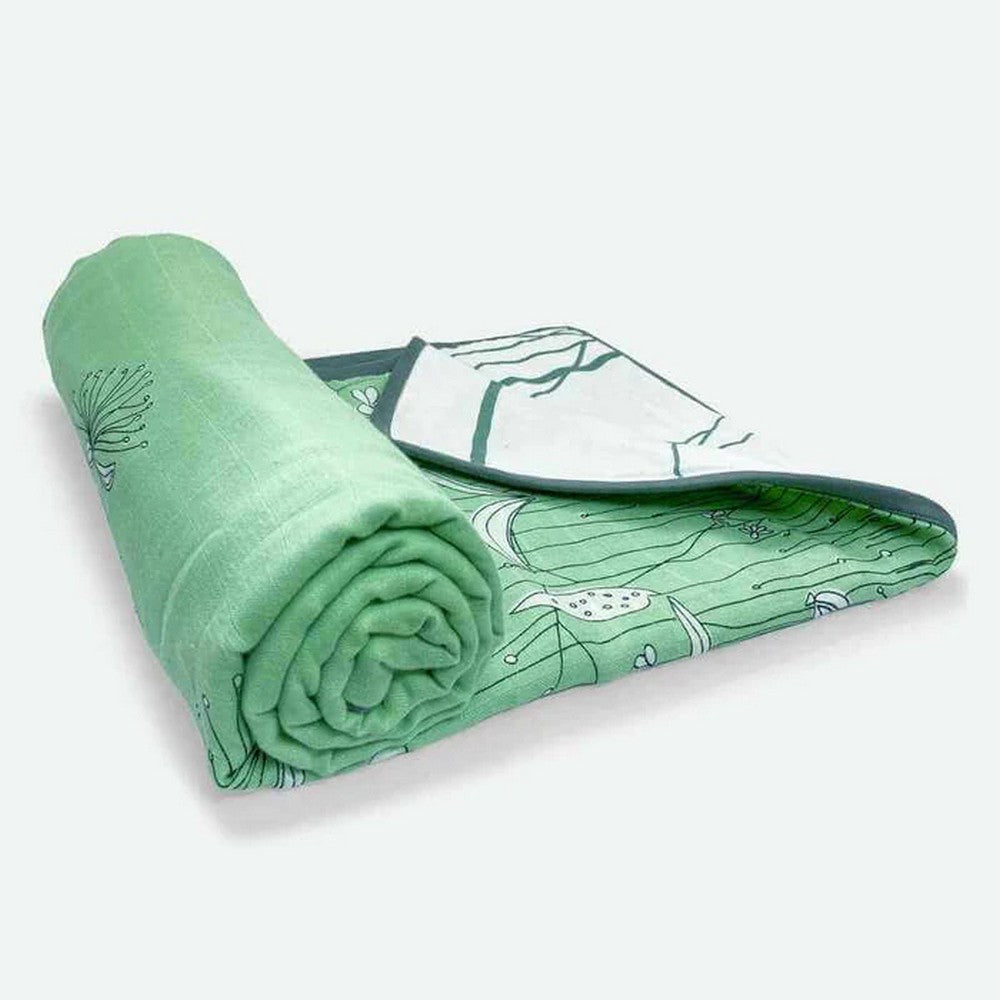 Spring Flower Baby Blanket With Jhabla, Cap, Booties & Mittens Baby Gift- Pack Of 5