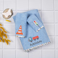 Blue Vehicle Theme Towels, Hand Towel & Face towel- Set Of 3